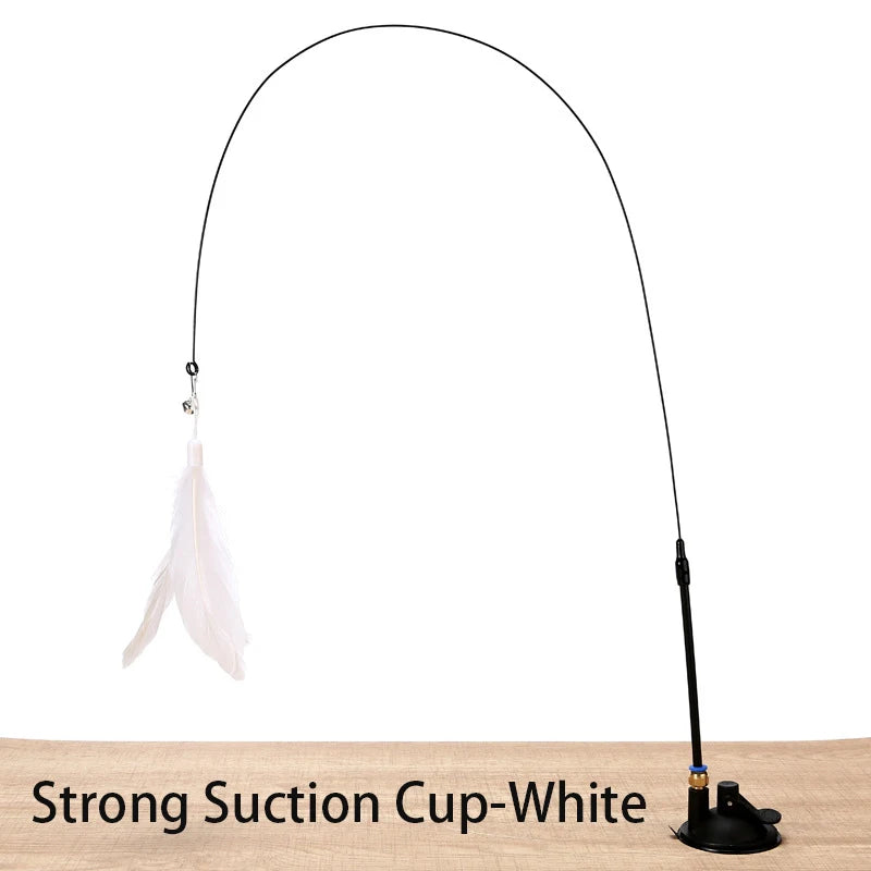 Engaging Interactive Feather Wand Toy for Cats - Suction Cup Teaser for Endless Fun