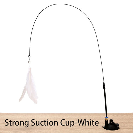 Engaging Interactive Feather Wand Toy for Cats - Suction Cup Teaser for Endless Fun