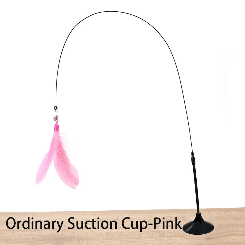 Engaging Interactive Feather Wand Toy for Cats - Suction Cup Teaser for Endless Fun