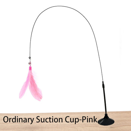 Engaging Interactive Feather Wand Toy for Cats - Suction Cup Teaser for Endless Fun