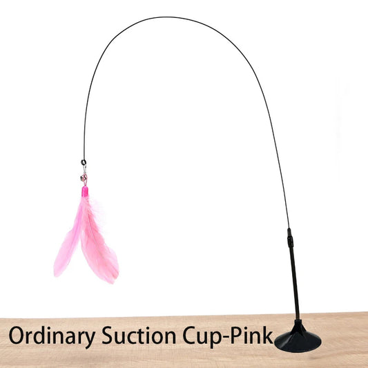 Engaging Interactive Feather Wand Toy for Cats - Suction Cup Teaser for Endless Fun