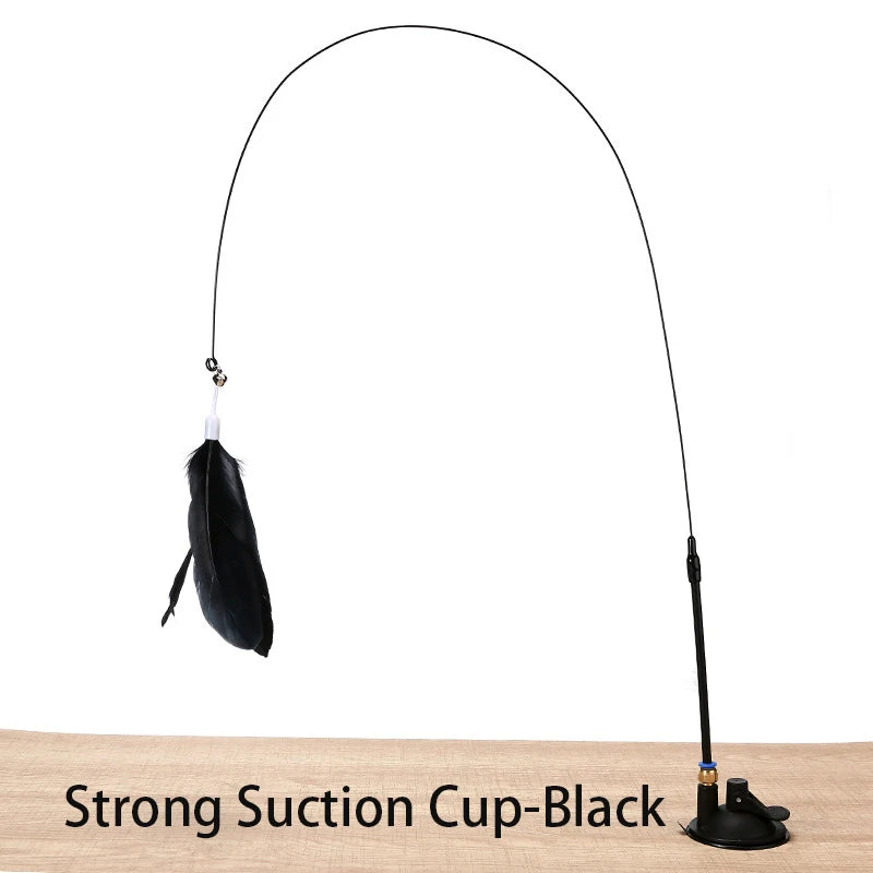 Engaging Interactive Feather Wand Toy for Cats - Suction Cup Teaser for Endless Fun