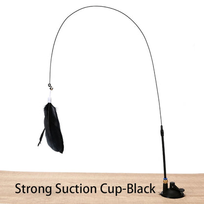 Engaging Interactive Feather Wand Toy for Cats - Suction Cup Teaser for Endless Fun
