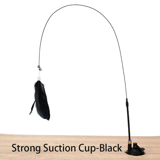 Engaging Interactive Feather Wand Toy for Cats - Suction Cup Teaser for Endless Fun