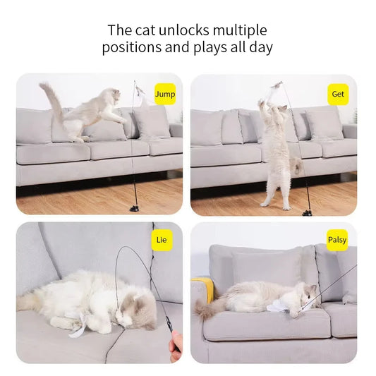 Engaging Interactive Feather Wand Toy for Cats - Suction Cup Teaser for Endless Fun