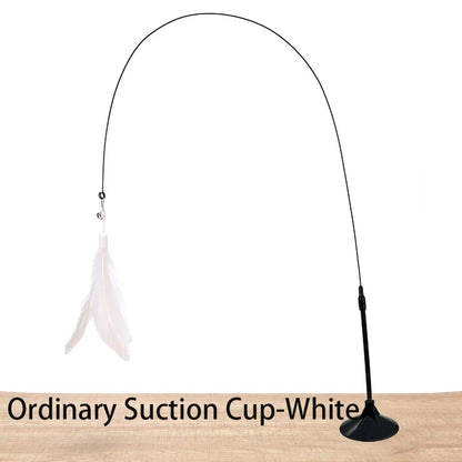 Engaging Interactive Feather Wand Toy for Cats - Suction Cup Teaser for Endless Fun