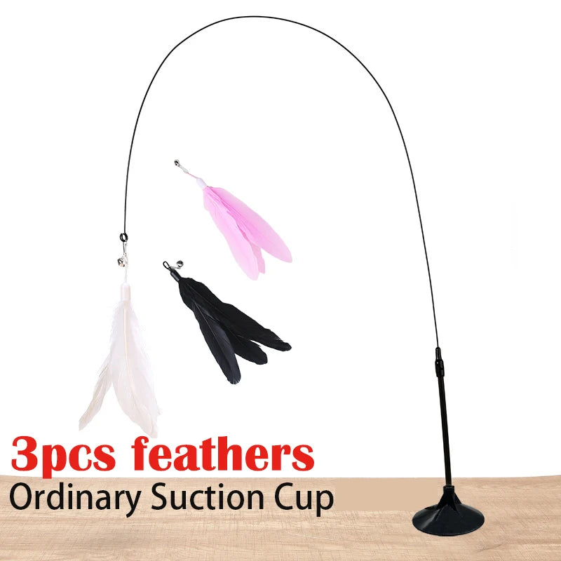 Engaging Interactive Feather Wand Toy for Cats - Suction Cup Teaser for Endless Fun