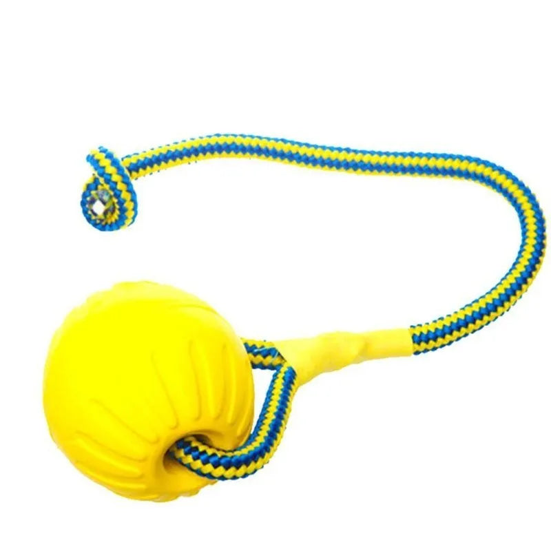 Durable and Fun Indestructible Rubber Training Ball for Dogs - Perfect for Chewing and Fetching with Rope!