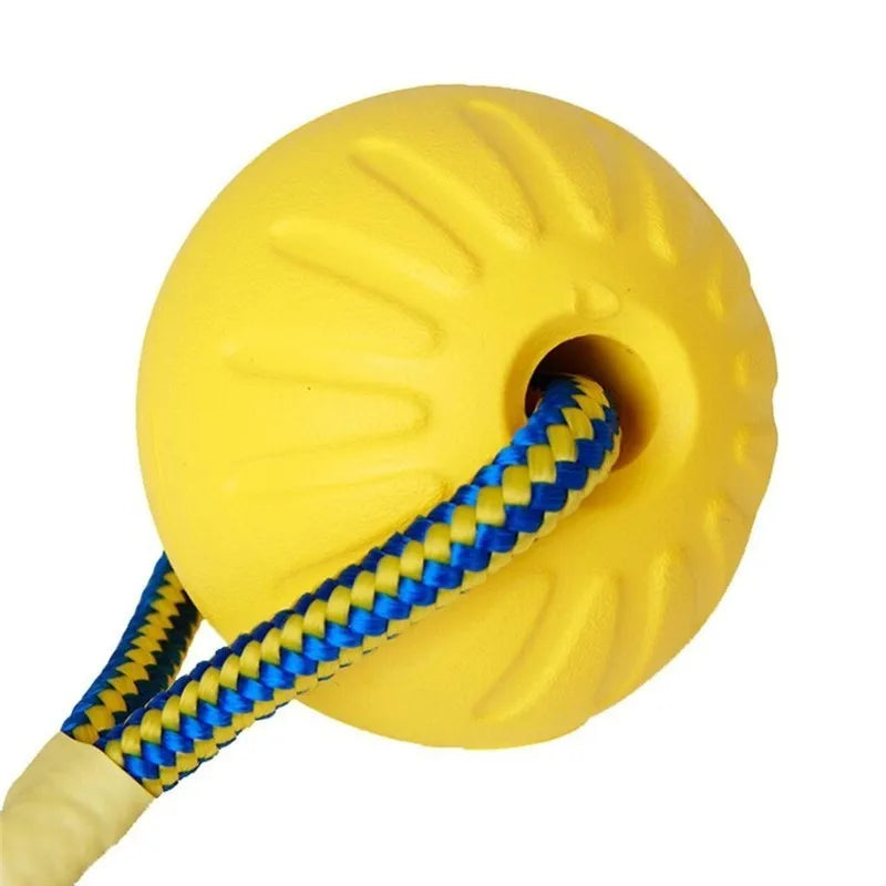 Durable and Fun Indestructible Rubber Training Ball for Dogs - Perfect for Chewing and Fetching with Rope!