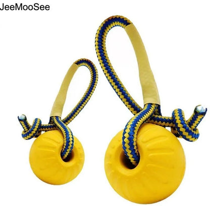 Durable and Fun Indestructible Rubber Training Ball for Dogs - Perfect for Chewing and Fetching with Rope!