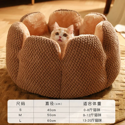 Cozy Up Your Cat This Winter with the Thickened Fleece Cactus Nest Bed - Perfect for Snuggling!