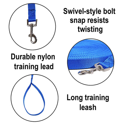 Durable Nylon Dog Training Leashes - Perfect for All Breeds and Sizes, Available in Multiple Lengths for Ultimate Control