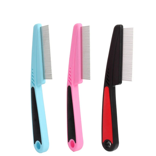 Durable Long-Handled Pet Grooming Comb for Dogs and Cats - Effortlessly Remove Fleas and Lice!