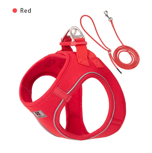 Premium Adjustable Reflective Dog Harness and Leash Set for Small to Medium Breeds - Perfect for Outdoor Adventures with Your Puppy or Cat