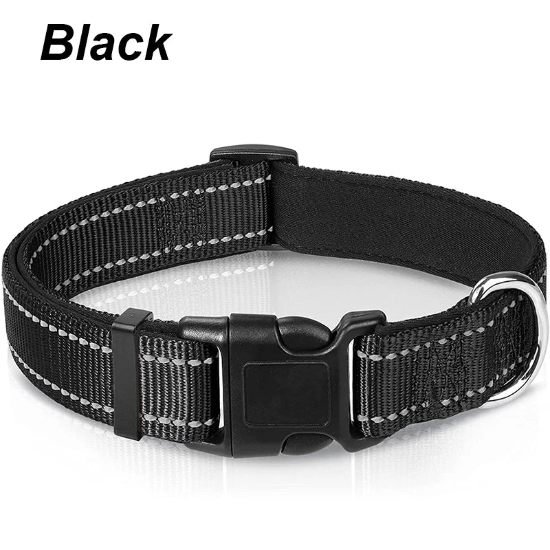 Ultimate Reflective Dog Collar for Medium to Large Dogs - Soft Neoprene Padded, Durable Nylon, and Adjustable for Comfort and Safety