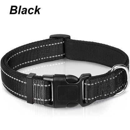 Ultimate Reflective Dog Collar for Medium to Large Dogs - Soft Neoprene Padded, Durable Nylon, and Adjustable for Comfort and Safety