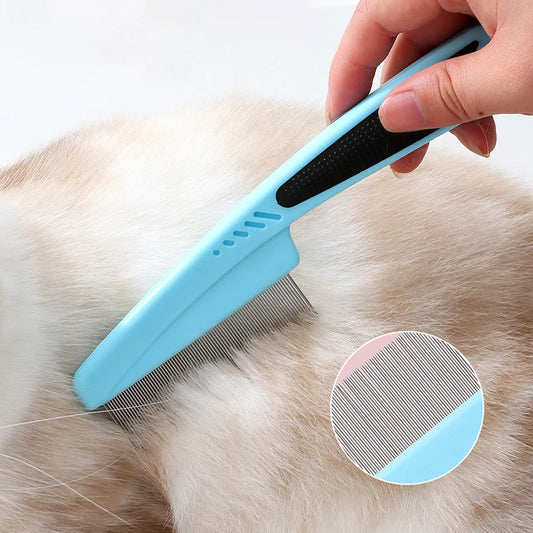 Durable Long-Handled Pet Grooming Comb for Dogs and Cats - Effortlessly Remove Fleas and Lice!