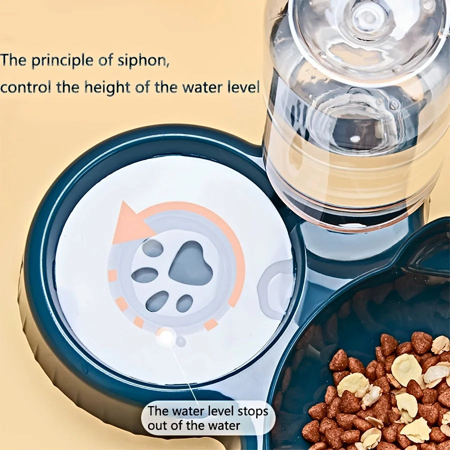 Elevate Your Cat's Dining Experience with Our 3-in-1 Tilted Pet Bowls Featuring a Convenient Water Feeder