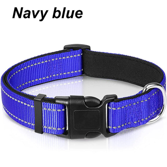 Ultimate Reflective Dog Collar for Medium to Large Dogs - Soft Neoprene Padded, Durable Nylon, and Adjustable for Comfort and Safety