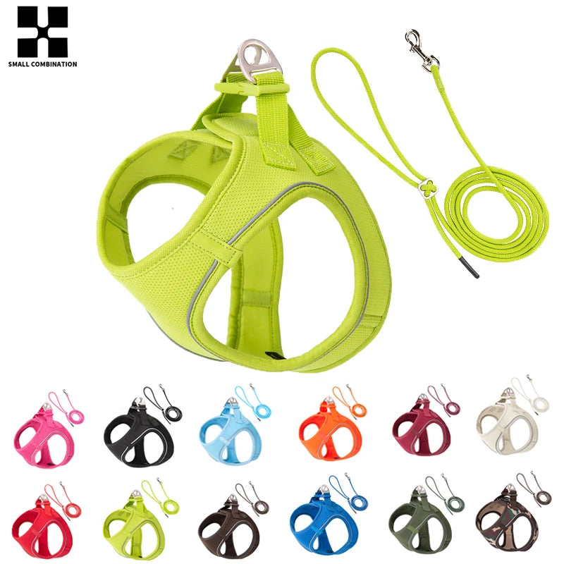 Premium Adjustable Reflective Dog Harness and Leash Set for Small to Medium Breeds - Perfect for Outdoor Adventures with Your Puppy or Cat