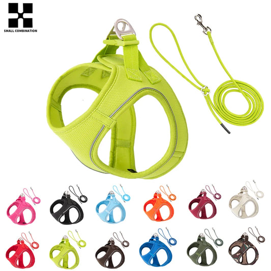 Premium Adjustable Reflective Dog Harness and Leash Set for Small to Medium Breeds - Perfect for Outdoor Adventures with Your Puppy or Cat