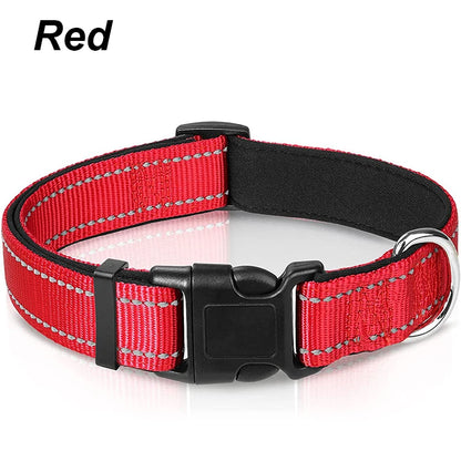 Ultimate Reflective Dog Collar for Medium to Large Dogs - Soft Neoprene Padded, Durable Nylon, and Adjustable for Comfort and Safety