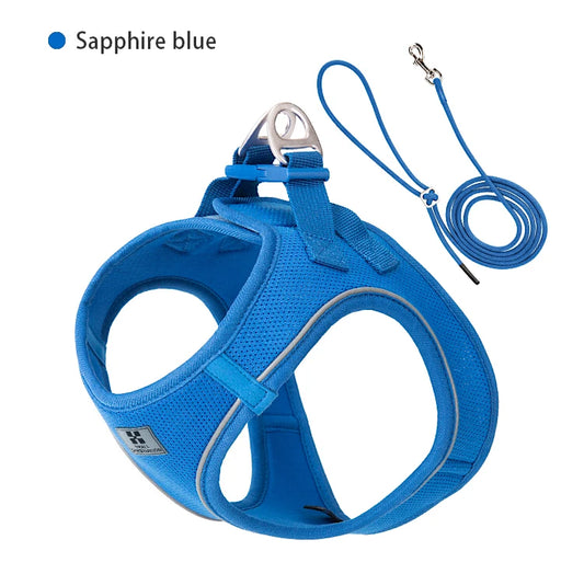 Premium Adjustable Reflective Dog Harness and Leash Set for Small to Medium Breeds - Perfect for Outdoor Adventures with Your Puppy or Cat