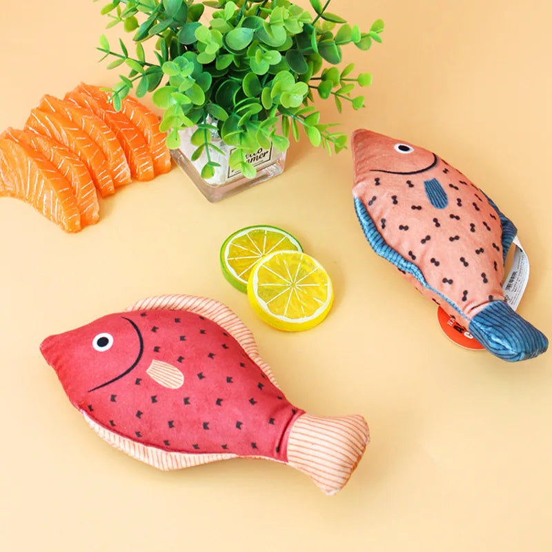 Exciting Squeaky Sea Fish Shape Cat Toy - Plush Catnip Stuffed Fun for Kittens and Cats!