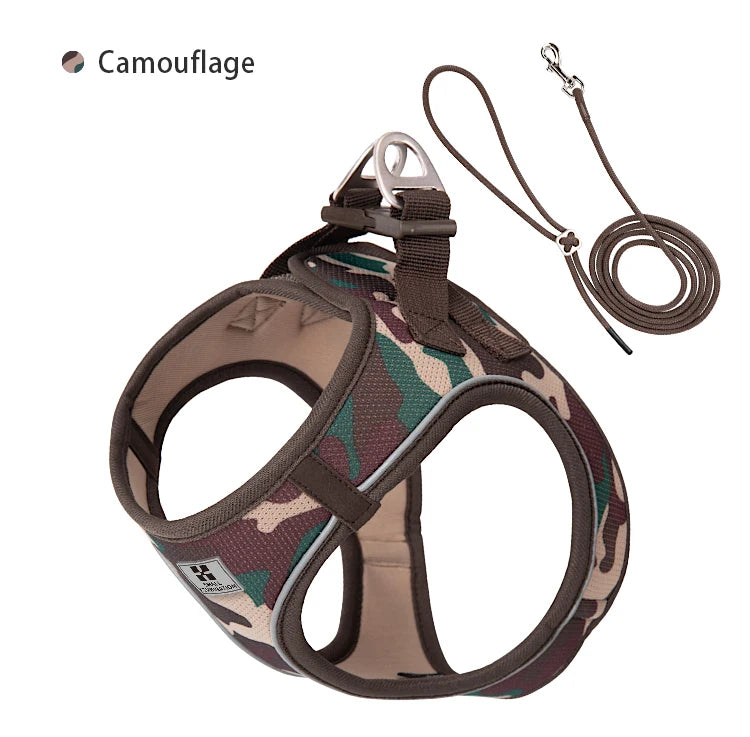Premium Adjustable Reflective Dog Harness and Leash Set for Small to Medium Breeds - Perfect for Outdoor Adventures with Your Puppy or Cat