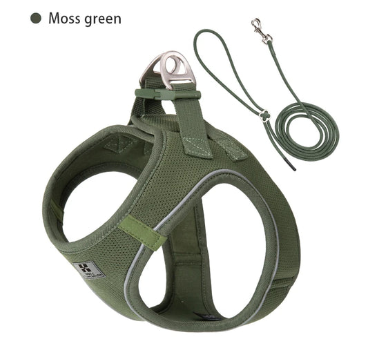 Premium Adjustable Reflective Dog Harness and Leash Set for Small to Medium Breeds - Perfect for Outdoor Adventures with Your Puppy or Cat