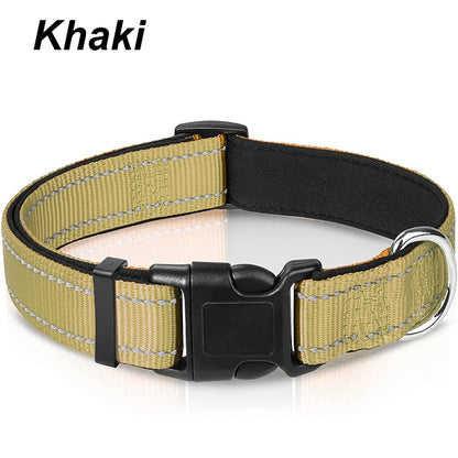 Ultimate Reflective Dog Collar for Medium to Large Dogs - Soft Neoprene Padded, Durable Nylon, and Adjustable for Comfort and Safety