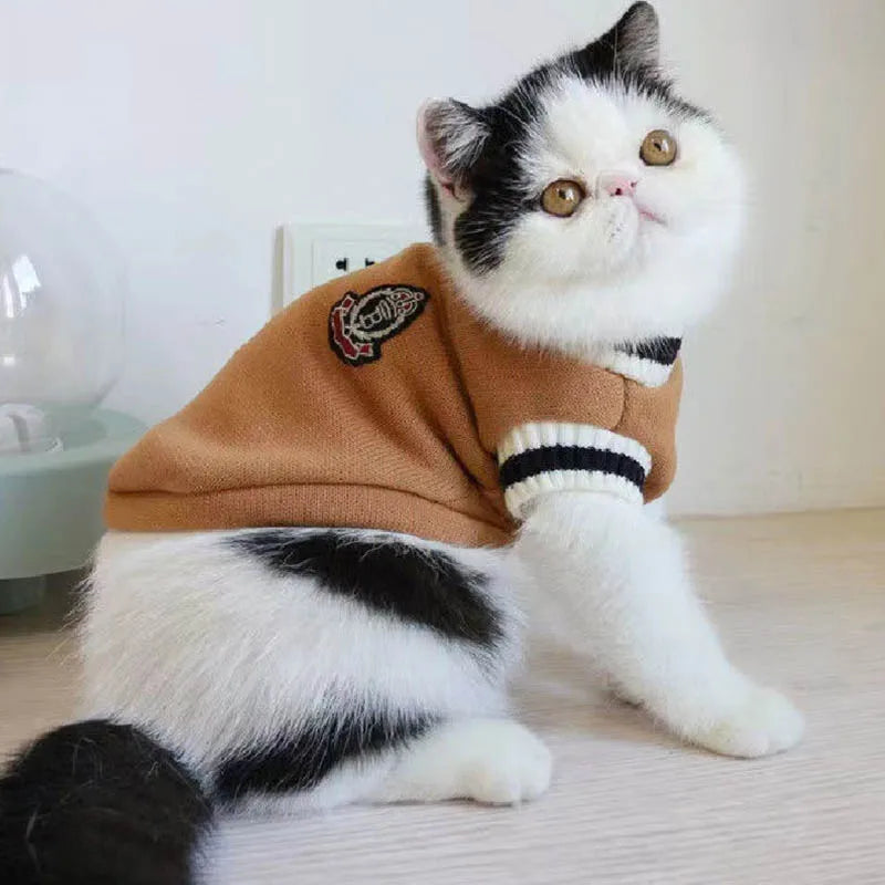 Cozy Cat & Dog Sweater Pullover - Stylish Winter Vest for Small Pets