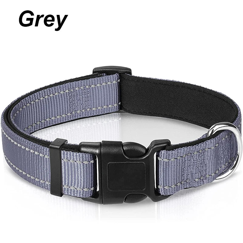 Ultimate Reflective Dog Collar for Medium to Large Dogs - Soft Neoprene Padded, Durable Nylon, and Adjustable for Comfort and Safety