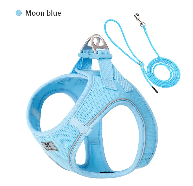 Premium Adjustable Reflective Dog Harness and Leash Set for Small to Medium Breeds - Perfect for Outdoor Adventures with Your Puppy or Cat