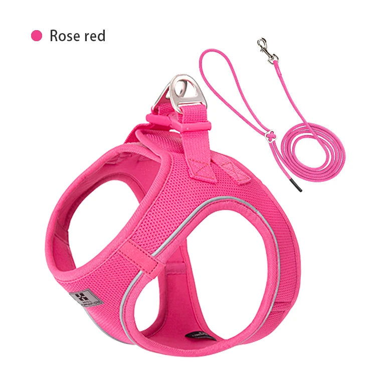 Premium Adjustable Reflective Dog Harness and Leash Set for Small to Medium Breeds - Perfect for Outdoor Adventures with Your Puppy or Cat