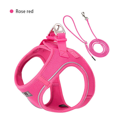 Premium Adjustable Reflective Dog Harness and Leash Set for Small to Medium Breeds - Perfect for Outdoor Adventures with Your Puppy or Cat