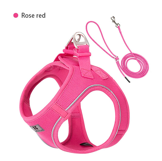 Premium Adjustable Reflective Dog Harness and Leash Set for Small to Medium Breeds - Perfect for Outdoor Adventures with Your Puppy or Cat
