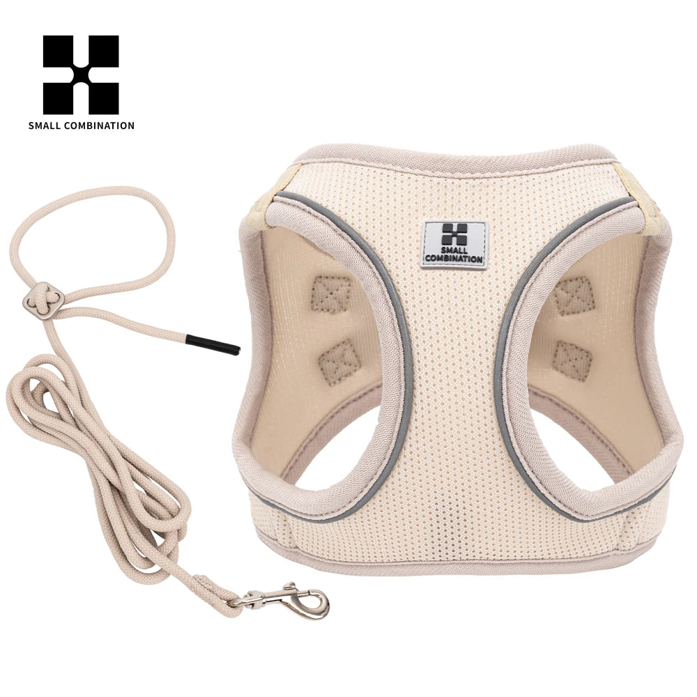 Premium Adjustable Reflective Dog Harness and Leash Set for Small to Medium Breeds - Perfect for Outdoor Adventures with Your Puppy or Cat