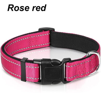 Ultimate Reflective Dog Collar for Medium to Large Dogs - Soft Neoprene Padded, Durable Nylon, and Adjustable for Comfort and Safety