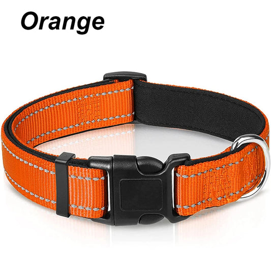 Ultimate Reflective Dog Collar for Medium to Large Dogs - Soft Neoprene Padded, Durable Nylon, and Adjustable for Comfort and Safety