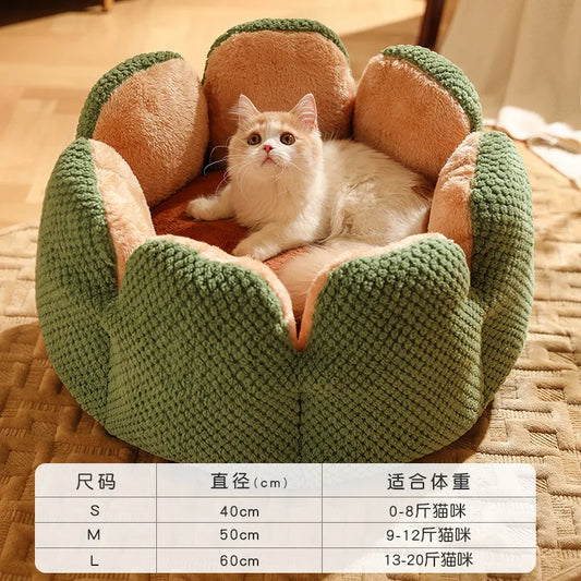 Cozy Up Your Cat This Winter with the Thickened Fleece Cactus Nest Bed - Perfect for Snuggling!