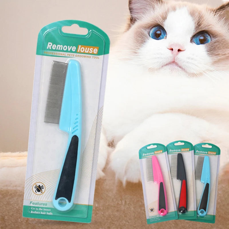 Durable Long-Handled Pet Grooming Comb for Dogs and Cats - Effortlessly Remove Fleas and Lice!