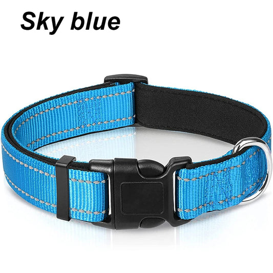 Ultimate Reflective Dog Collar for Medium to Large Dogs - Soft Neoprene Padded, Durable Nylon, and Adjustable for Comfort and Safety