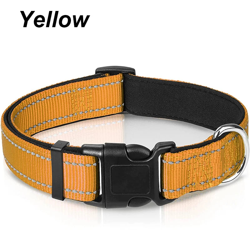 Ultimate Reflective Dog Collar for Medium to Large Dogs - Soft Neoprene Padded, Durable Nylon, and Adjustable for Comfort and Safety