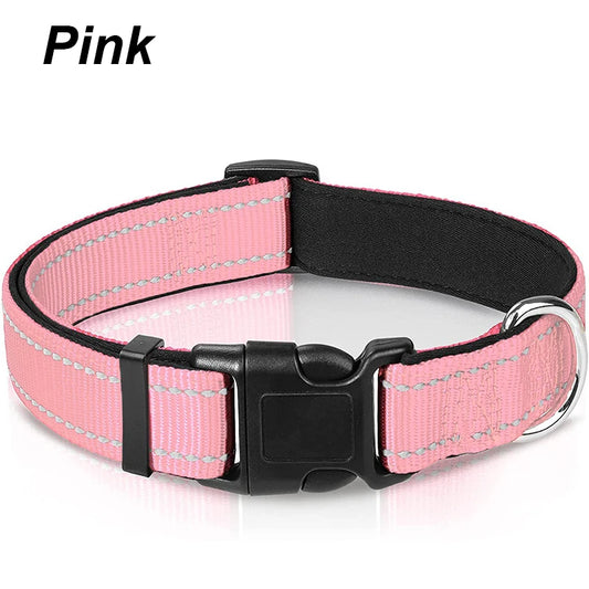 Ultimate Reflective Dog Collar for Medium to Large Dogs - Soft Neoprene Padded, Durable Nylon, and Adjustable for Comfort and Safety