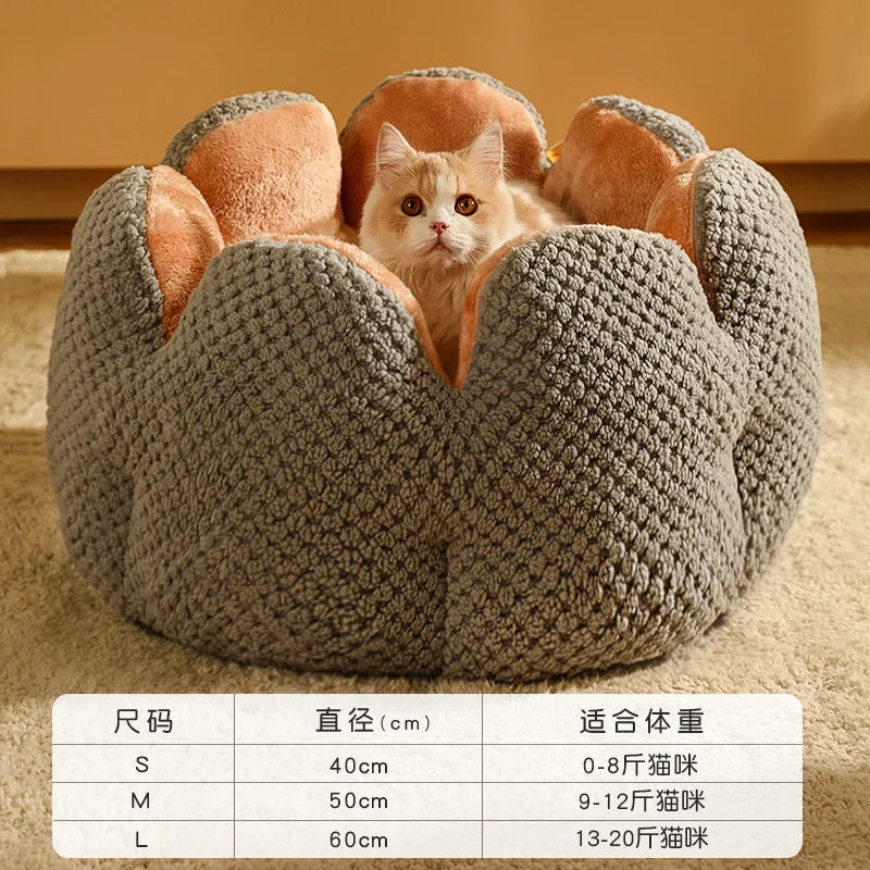 Cozy Up Your Cat This Winter with the Thickened Fleece Cactus Nest Bed - Perfect for Snuggling!