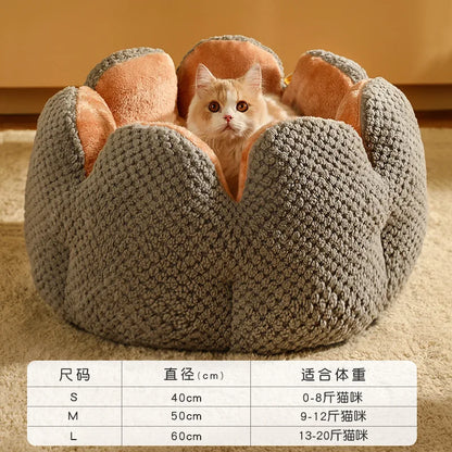 Cozy Up Your Cat This Winter with the Thickened Fleece Cactus Nest Bed - Perfect for Snuggling!