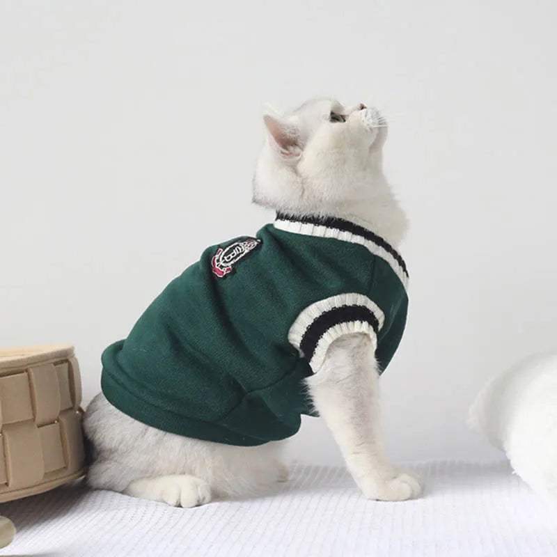 Cozy Cat & Dog Sweater Pullover - Stylish Winter Vest for Small Pets