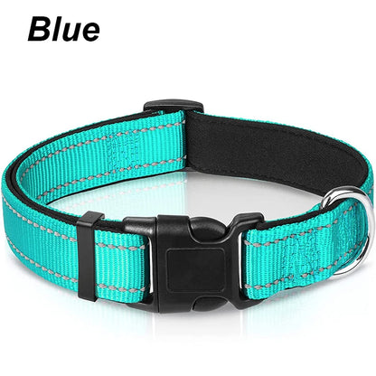 Ultimate Reflective Dog Collar for Medium to Large Dogs - Soft Neoprene Padded, Durable Nylon, and Adjustable for Comfort and Safety