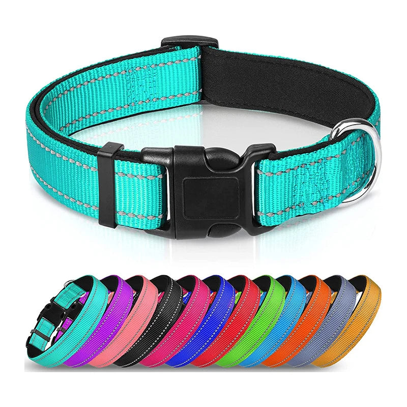 Ultimate Reflective Dog Collar for Medium to Large Dogs - Soft Neoprene Padded, Durable Nylon, and Adjustable for Comfort and Safety